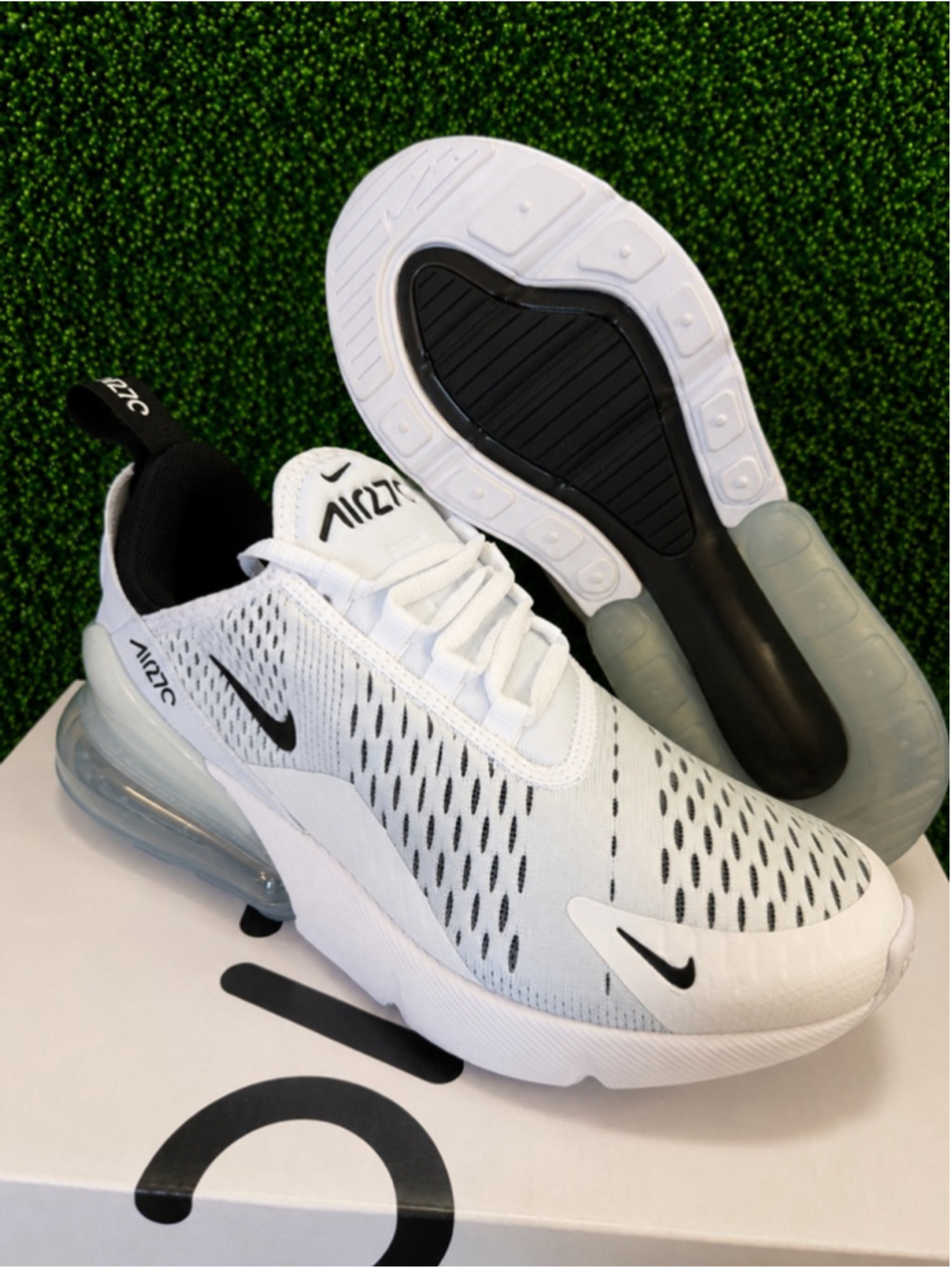 Women's Nike Air Max 270 Athletic Shoes White Black- White Size 6 AH6789-100